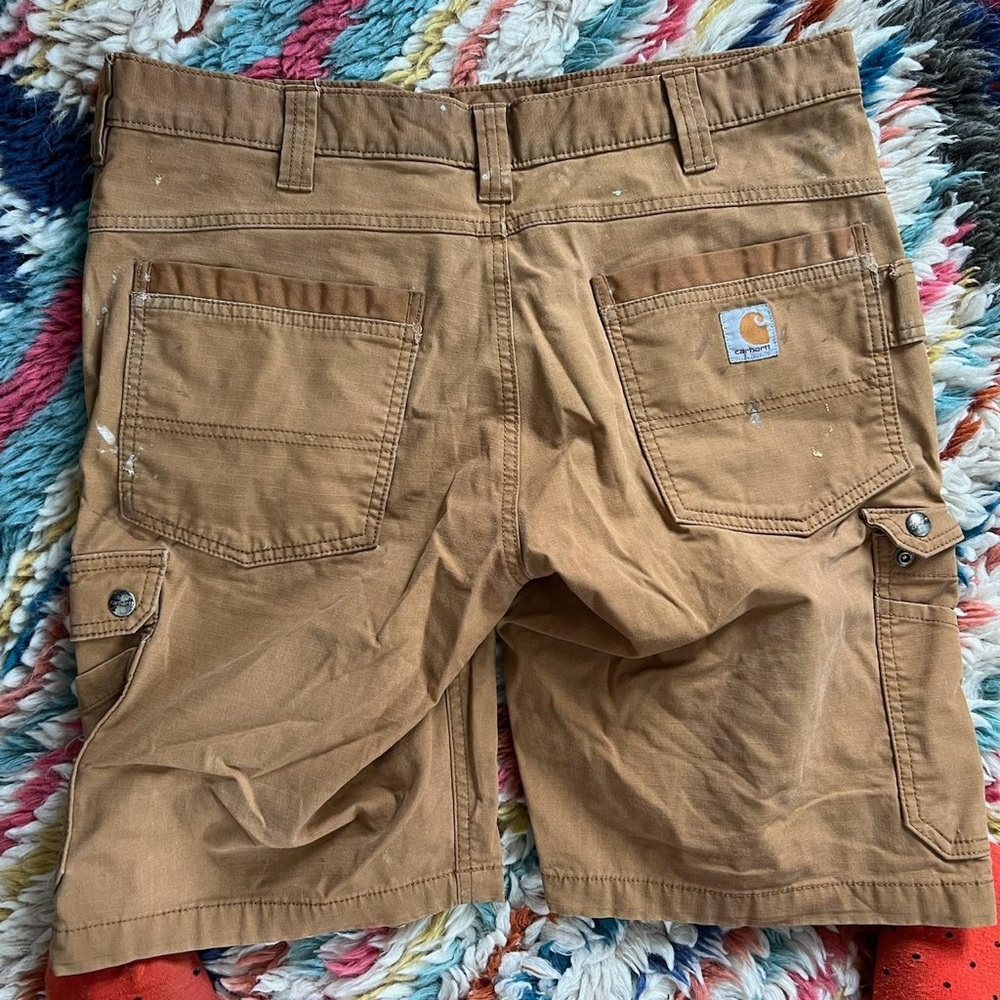 Tan and brown Carhartt cargo shorts